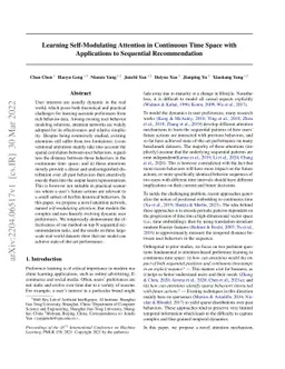Learning Self-Modulating Attention in Continuous Time Space with
  Applications to Sequential Recommendation