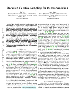 Bayesian Negative Sampling for Recommendation