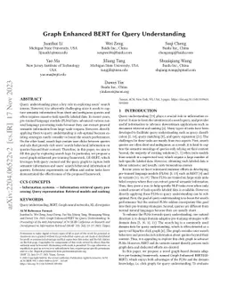 Graph Enhanced BERT for Query Understanding