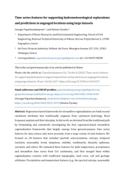Time series features for supporting hydrometeorological explorations and
  predictions in ungauged locations using large datasets