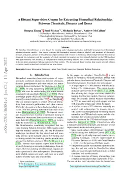 A Distant Supervision Corpus for Extracting Biomedical Relationships
  Between Chemicals, Diseases and Genes