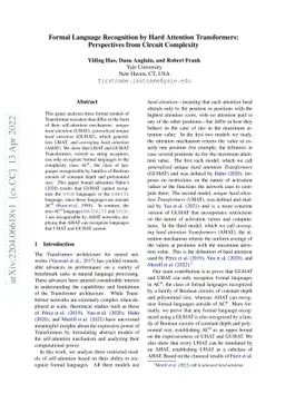 Formal Language Recognition by Hard Attention Transformers: Perspectives
  from Circuit Complexity