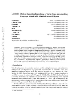METRO: Efficient Denoising Pretraining of Large Scale Autoencoding
  Language Models with Model Generated Signals