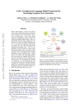 GAP: A Graph-aware Language Model Framework for Knowledge Graph-to-Text
  Generation