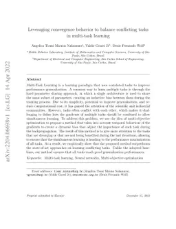 Leveraging convergence behavior to balance conflicting tasks in
  multi-task learning