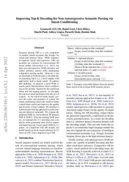 Improving Top-K Decoding for Non-Autoregressive Semantic Parsing via
  Intent Conditioning