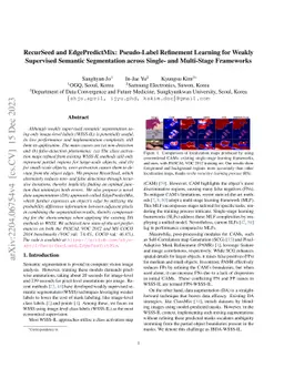 RecurSeed and EdgePredictMix: Pseudo-Label Refinement Learning for
  Weakly Supervised Semantic Segmentation across Single- and Multi-Stage
  Frameworks