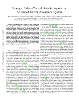 Strategic Safety-Critical Attacks Against an Advanced Driver Assistance
  System
