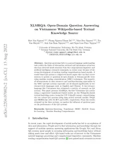 XLMRQA: Open-Domain Question Answering on Vietnamese Wikipedia-based
  Textual Knowledge Source