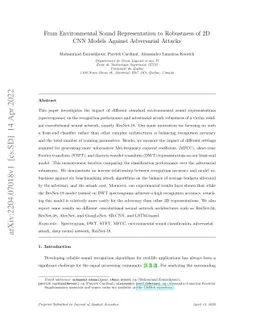 From Environmental Sound Representation to Robustness of 2D CNN Models
  Against Adversarial Attacks