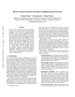 Recent Advances and New Frontiers in Spiking Neural Networks
