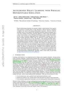 Accelerated Policy Learning with Parallel Differentiable Simulation