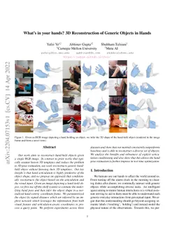 What's in your hands? 3D Reconstruction of Generic Objects in Hands
