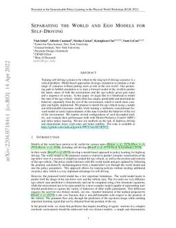 Separating the World and Ego Models for Self-Driving