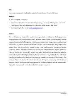 Harnessing Interpretable Machine Learning for Holistic Inverse Design of
  Origami