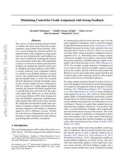 Minimizing Control for Credit Assignment with Strong Feedback