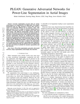 PLGAN: Generative Adversarial Networks for Power-Line Segmentation in
  Aerial Images