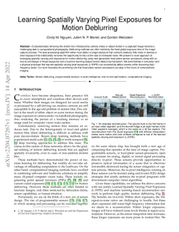 Learning Spatially Varying Pixel Exposures for Motion Deblurring