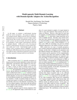 Model-agnostic Multi-Domain Learning with Domain-Specific Adapters for
  Action Recognition