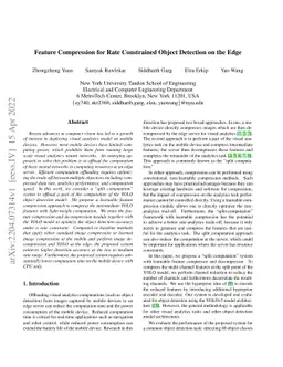 Feature Compression for Rate Constrained Object Detection on the Edge