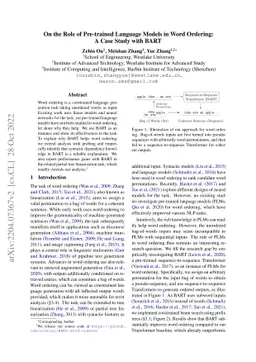 On the Role of Pre-trained Language Models in Word Ordering: A Case
  Study with BART