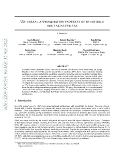 Universal approximation property of invertible neural networks