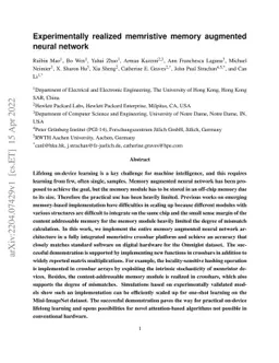 Experimentally realized memristive memory augmented neural network