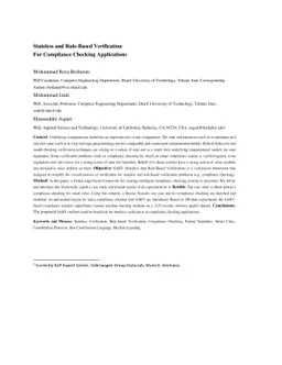 Stateless and Rule-Based Verification For Compliance Checking
  Applications