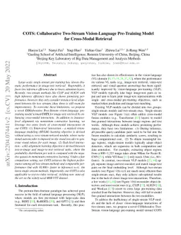 COTS: Collaborative Two-Stream Vision-Language Pre-Training Model for
  Cross-Modal Retrieval