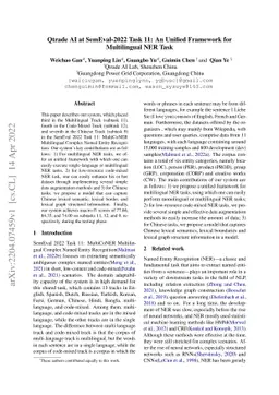 Qtrade AI at SemEval-2022 Task 11: An Unified Framework for Multilingual
  NER Task