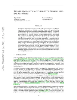 Kernel similarity matching with Hebbian neural networks