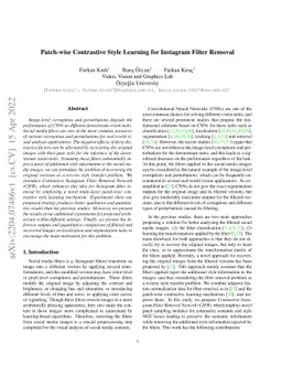 Patch-wise Contrastive Style Learning for Instagram Filter Removal