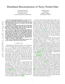 Distributed Reconstruction of Noisy Pooled Data