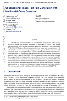Unconditional Image-Text Pair Generation with Multimodal Cross Quantizer