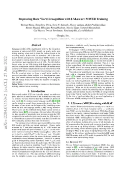 Improving Rare Word Recognition with LM-aware MWER Training