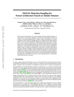 TabNAS: Rejection Sampling for Neural Architecture Search on Tabular
  Datasets