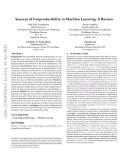 Sources of Irreproducibility in Machine Learning: A Review
