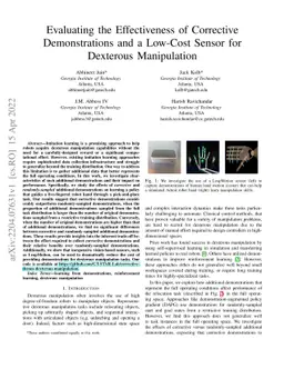 Evaluating the Effectiveness of Corrective Demonstrations and a Low-Cost
  Sensor for Dexterous Manipulation