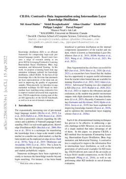 CILDA: Contrastive Data Augmentation using Intermediate Layer Knowledge
  Distillation