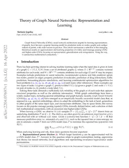 Theory of Graph Neural Networks: Representation and Learning