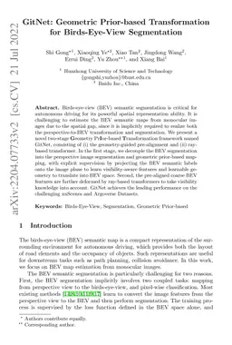 GitNet: Geometric Prior-based Transformation for Birds-Eye-View
  Segmentation