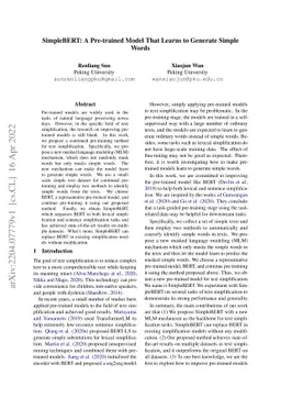 SimpleBERT: A Pre-trained Model That Learns to Generate Simple Words