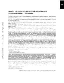 SETTI: A Self-supervised Adversarial Malware Detection Architecture in
  an IoT Environment