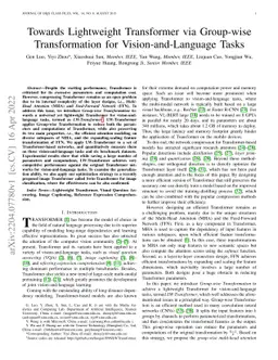 Towards Lightweight Transformer via Group-wise Transformation for
  Vision-and-Language Tasks