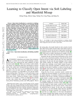 Learning to Classify Open Intent via Soft Labeling and Manifold Mixup