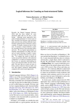 Logical Inference for Counting on Semi-structured Tables