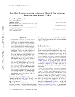 Few-Shot Transfer Learning to improve Chest X-Ray pathology detection
  using limited triplets