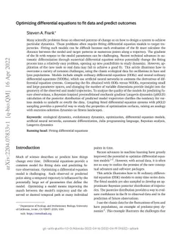 Optimizing differential equations to fit data and predict outcomes