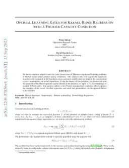 Optimal Learning Rates for Regularized Least-Squares with a Fourier
  Capacity Condition