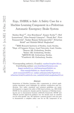 Ergo, SMIRK is Safe: A Safety Case for a Machine Learning Component in a
  Pedestrian Automatic Emergency Brake System
